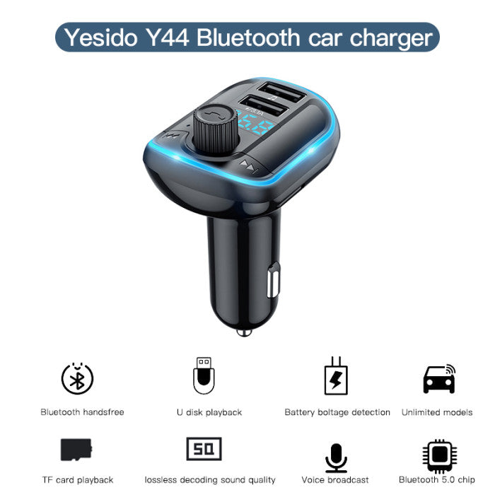 Yesido Y44 Bluetooth FM Transmitter Cigarette Car Lighter Charger
