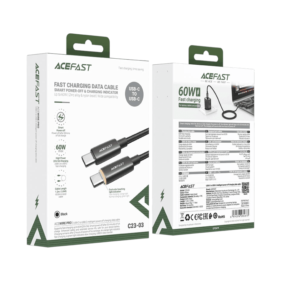 ACEFAST C23-03 fast charging data cable packaging on a white background