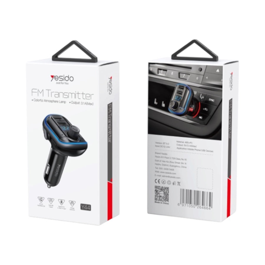 Yesido Y44 Bluetooth FM Transmitter Cigarette Car Lighter Charger