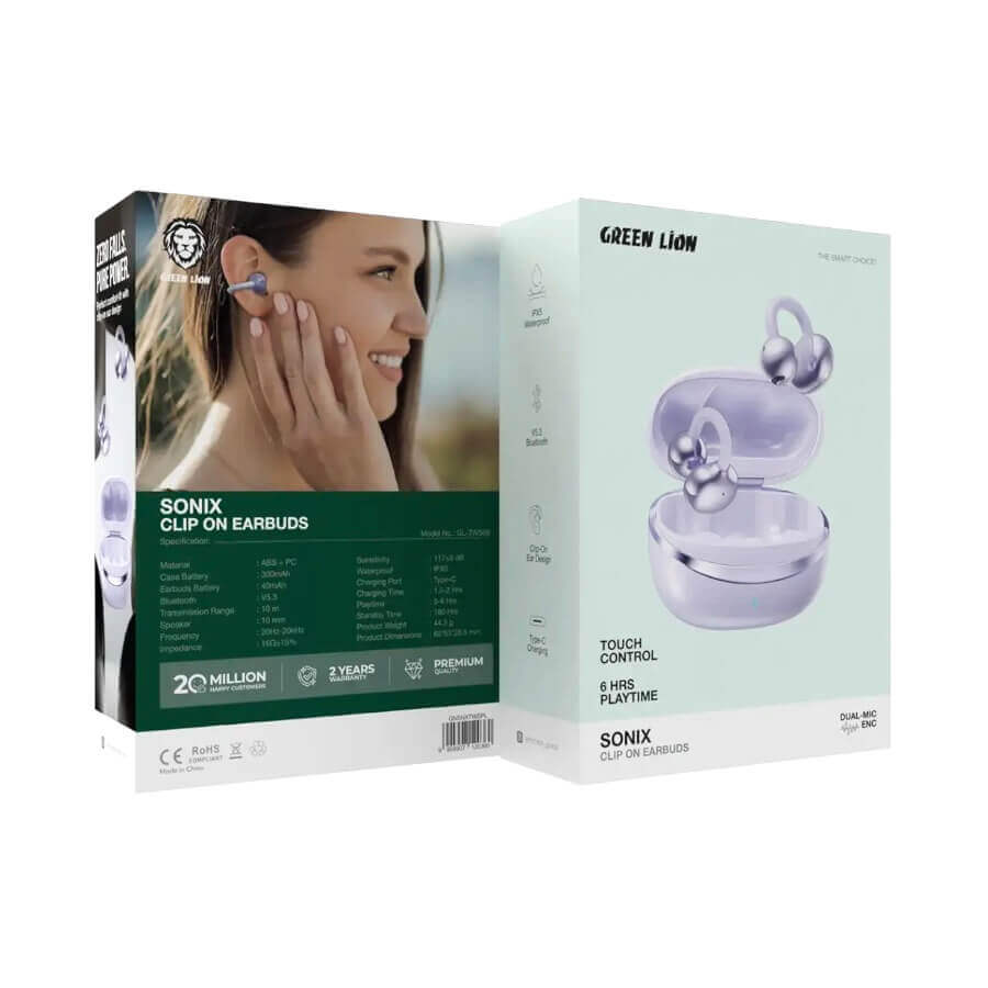 Green Lion Sonix Clip On Wireless Earbuds