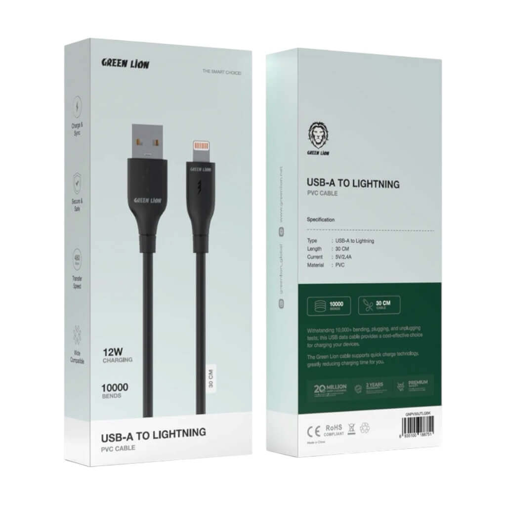 Green Lion USB-A To Lightning
PVC Cable -Black