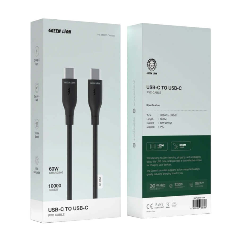Green Lion USB-C To USB-C PVC
Cable - Black