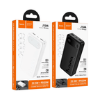 Two hoco power bank packages, one black and one white, on a white background.