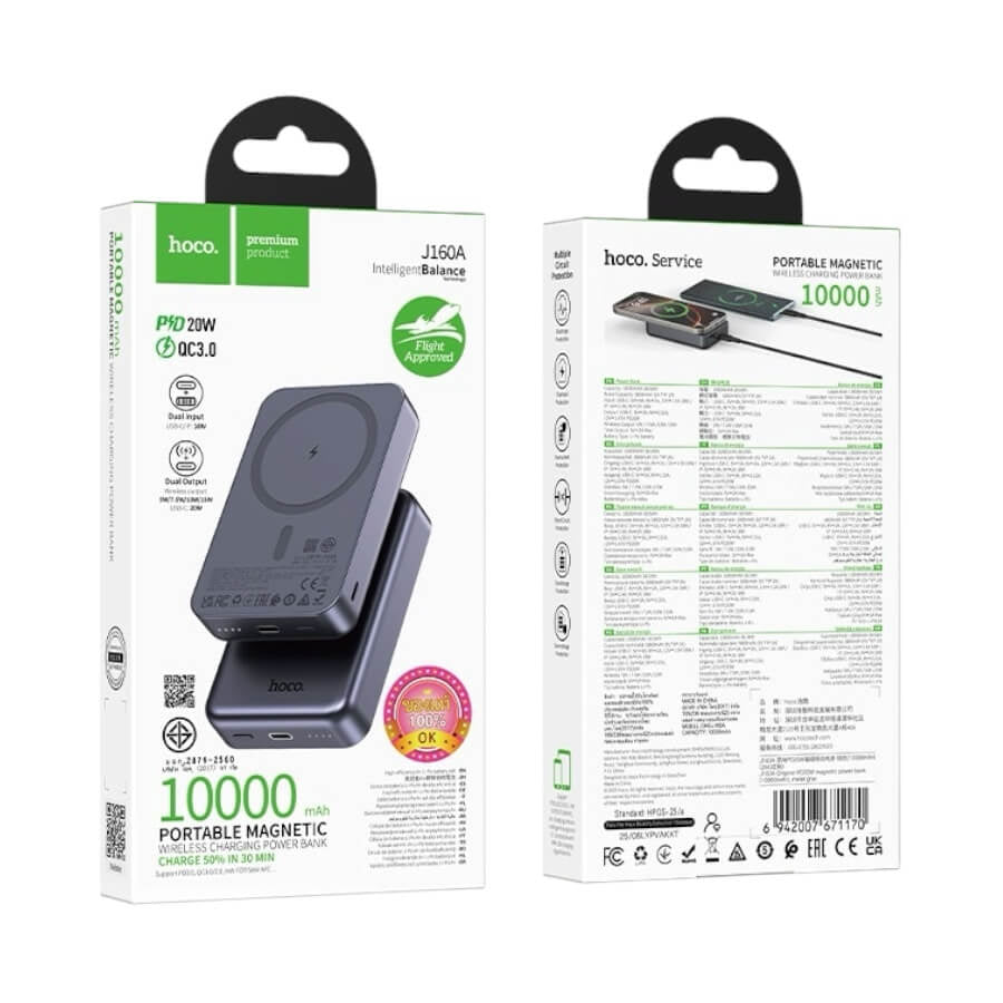Hoco J160A 20W 10000mAh Portable Magnetic Wireless Power Bank