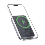 Smartphone with a wireless charging icon on the screen against a white background